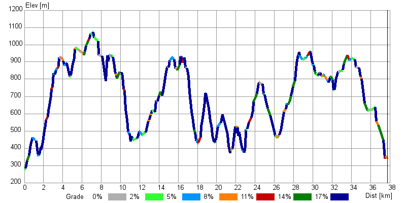 Elevation profile of the track